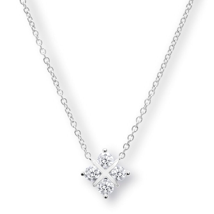 0.50ctw Round Brilliant Diamond Quatrefoil Pendant, 18ct White Gold 0.50ctw Round Brilliant Diamond Quatrefoil Pendant, 18ct White Gold