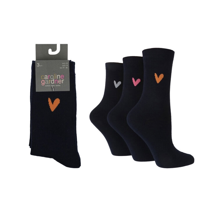 Caroline Gardner Ladies Crew Sock 6 Pack in Navy Caroline Gardner Ladies Crew Sock 6 Pack in Navy