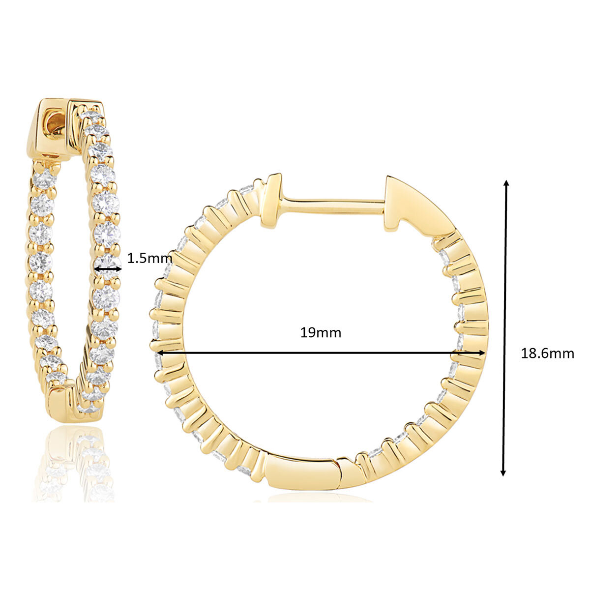 0.40ctw Round Brilliant Cut Diamond Hoop Earrings, 18ct Yellow Gold