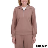 DKNY Ladies Waffle Knit 1/2 Zip in Brown, Medium