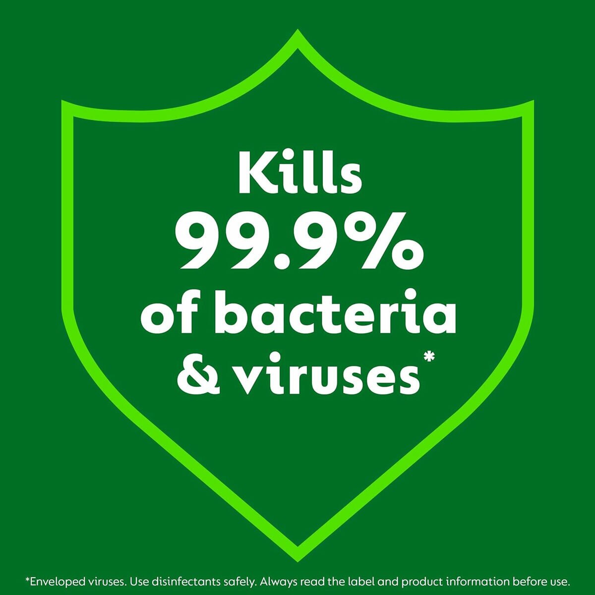 Kills 99.9% of Bacteria & Viruses