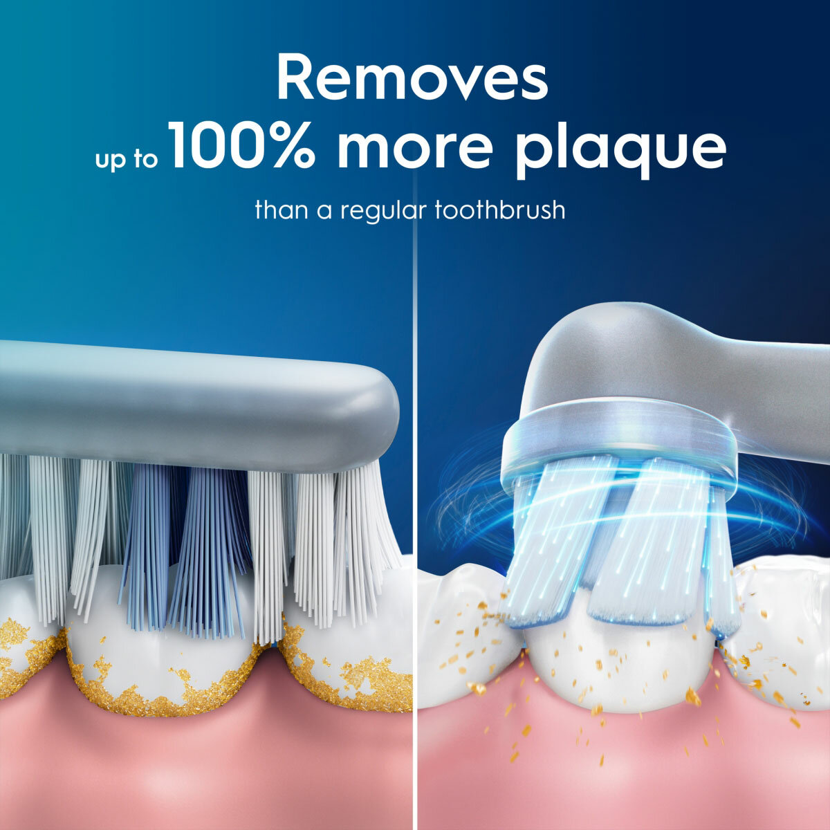 Lifestyle image of Oral-B iO2 Electric Toothbrush removing plaque