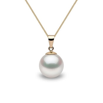 10-10.5mm Cultured Freshwater White Pearl Pendant, 18ct Yellow Gold