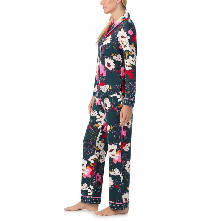Room Service Ladies Notch Collar PJ Set in Floral Room Service Ladies Notch Collar PJ Set in Floral