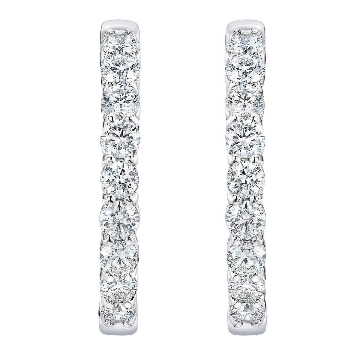 Round Brilliant 1.00 ctw VS2 Clarity, I Color Diamond 14kt White Gold Hoop Earrings