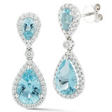 Pear Cut Aquamarine and 0.46ctw Diamond Earrings, 18ct White Gold