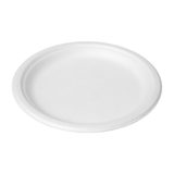 Bagasse 7 Inch Oval White Paper Plate Raised Rim