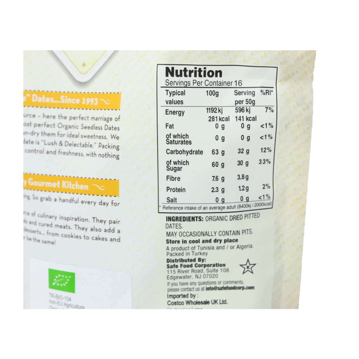 Sunny Fruit Organic Pitted Dates, 794g Costco UK