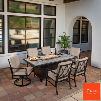 SunVilla Anita 7 Piece Fire Dining Set + Cover