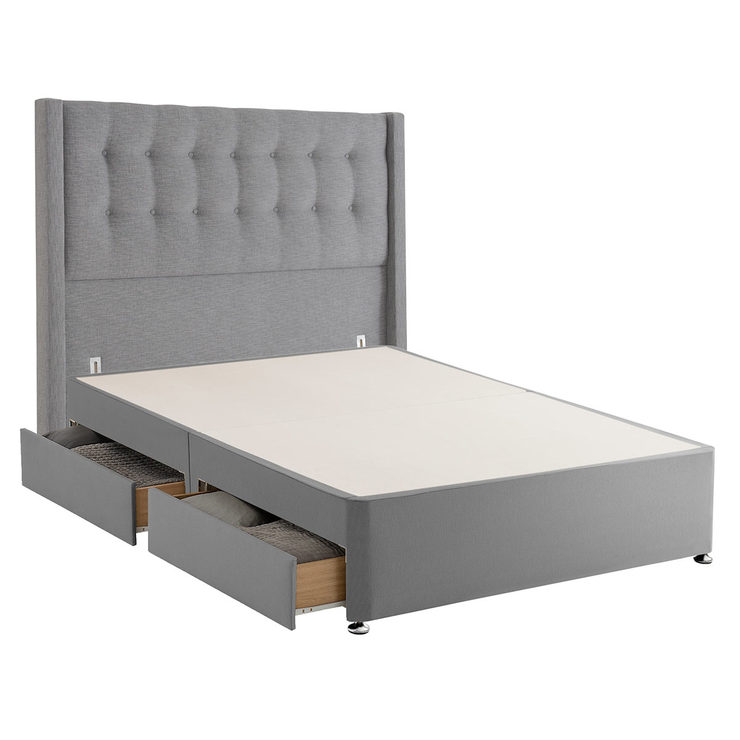Silentnight 4 Drawer Divan Base with Bloomsbury Headboard in 5 Colours ...