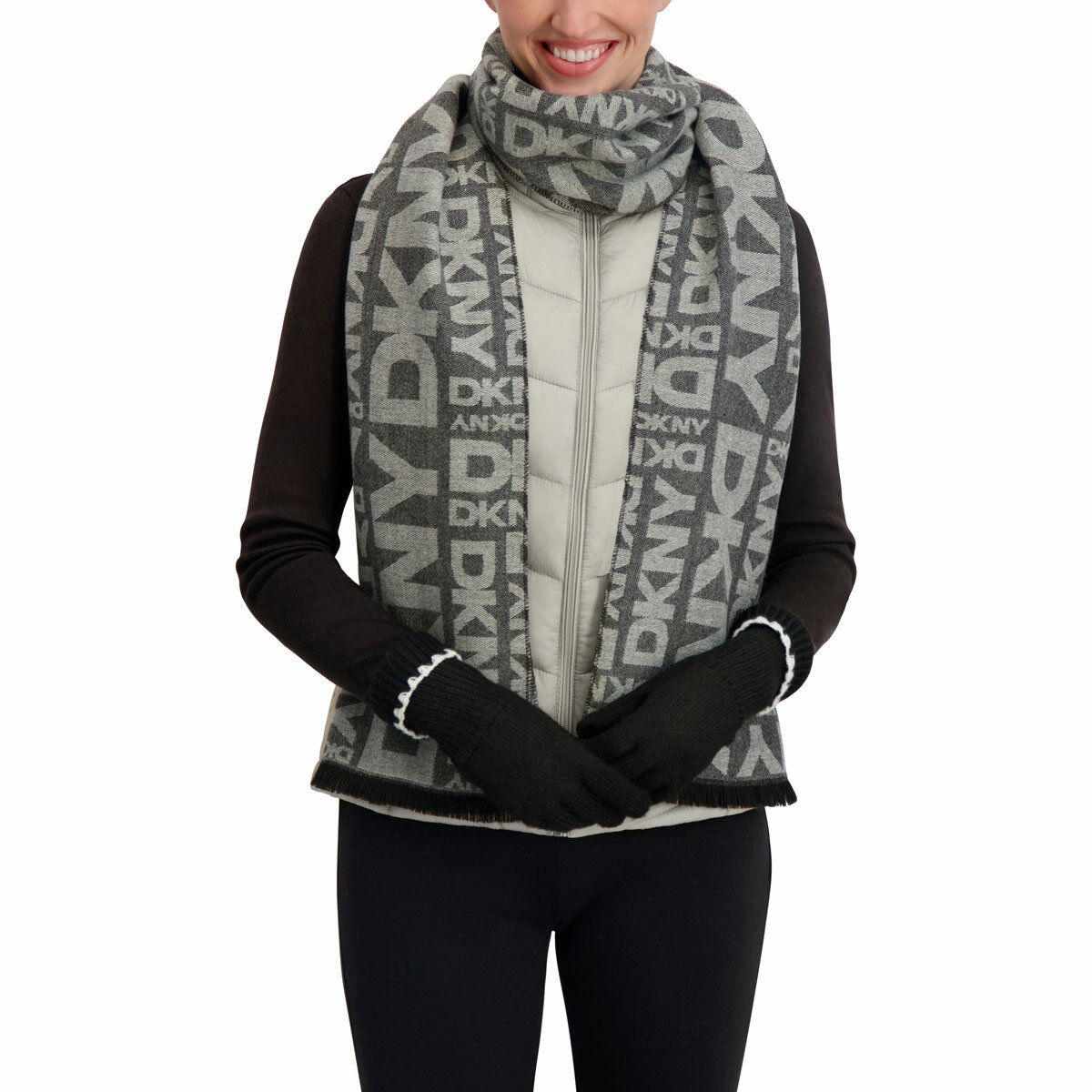 DKNY Ladies Scarf & Glove Set