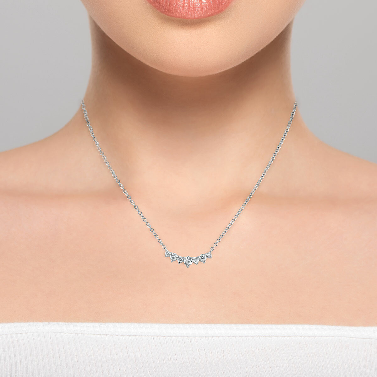 0.36ctw Round Brilliant Cut Diamond 7 Stone Necklace, 18ct White Gold