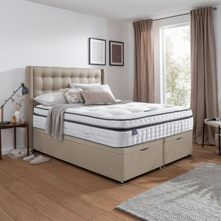 Silentnight woven full ottoman divan in sandstone