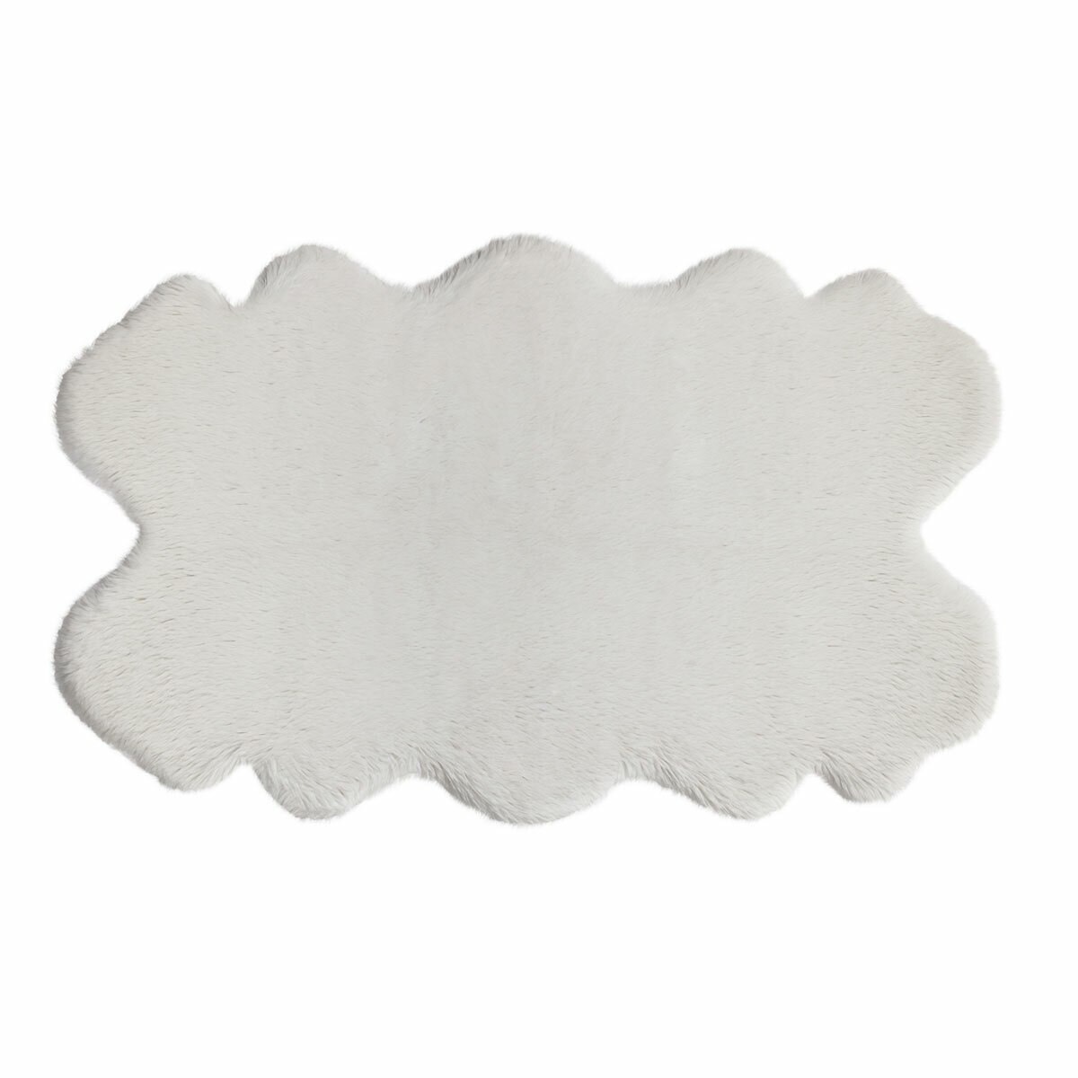 Layout image of Ivory faux fur quad rug