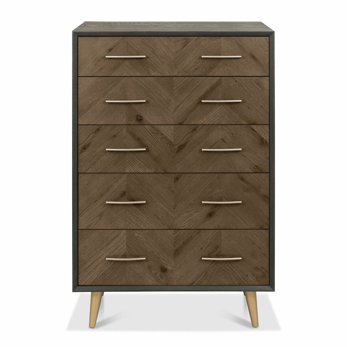 Bentley Designs Sienna Fumed Oak & Peppercorn 5 Drawer Chest of Drawers