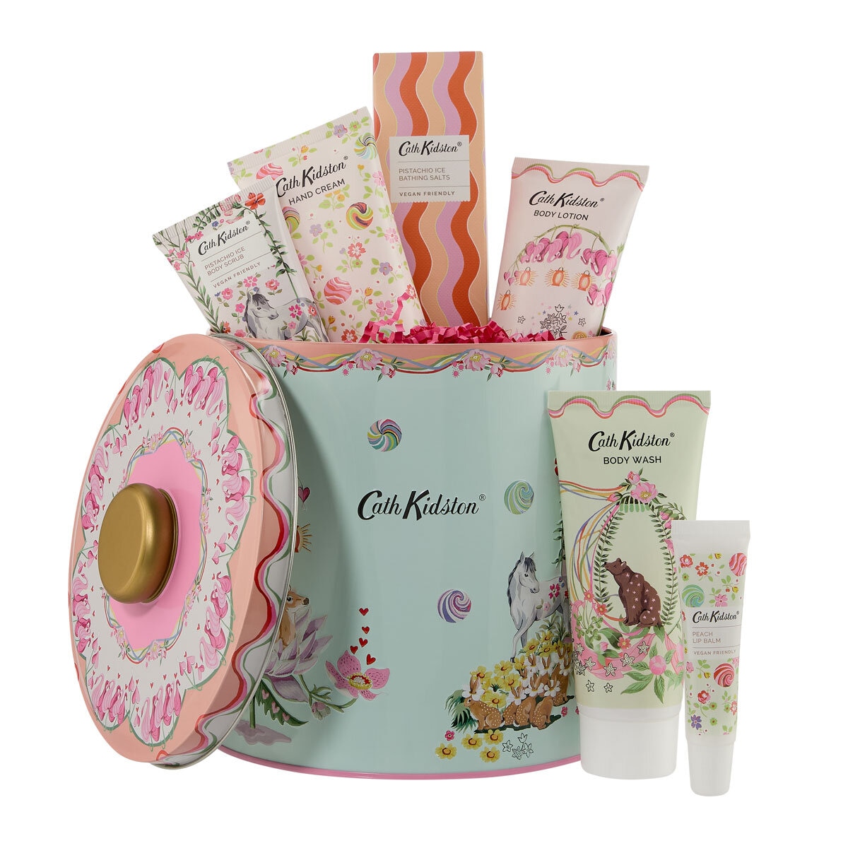 Cath Kidston. Body Treats Tin Gift Set Carnival Parade open