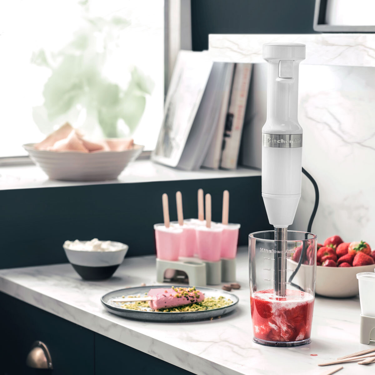 KitchenAid Classic Corded Hand Blender in White 5KHBV53BOB