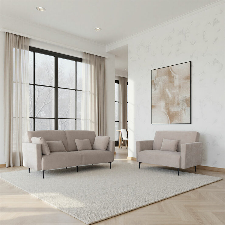 MOONAP Monroe Beige Fabric Loveseat MOONAP Monroe Beige Fabric Loveseat