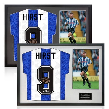 David Hirst Signed Framed SWFC Football Shirt including 1 Photo in 2 Options: White or Black Mount