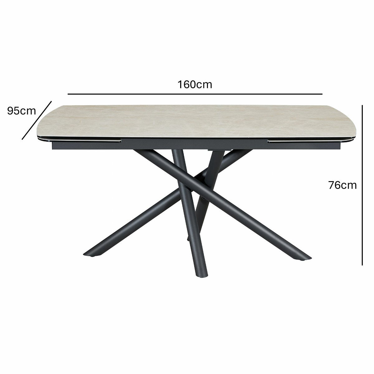 Indus Valley Skylar Large Extending Ceramic Dining Table + 6 Taupe Chairs, Seats 6-8