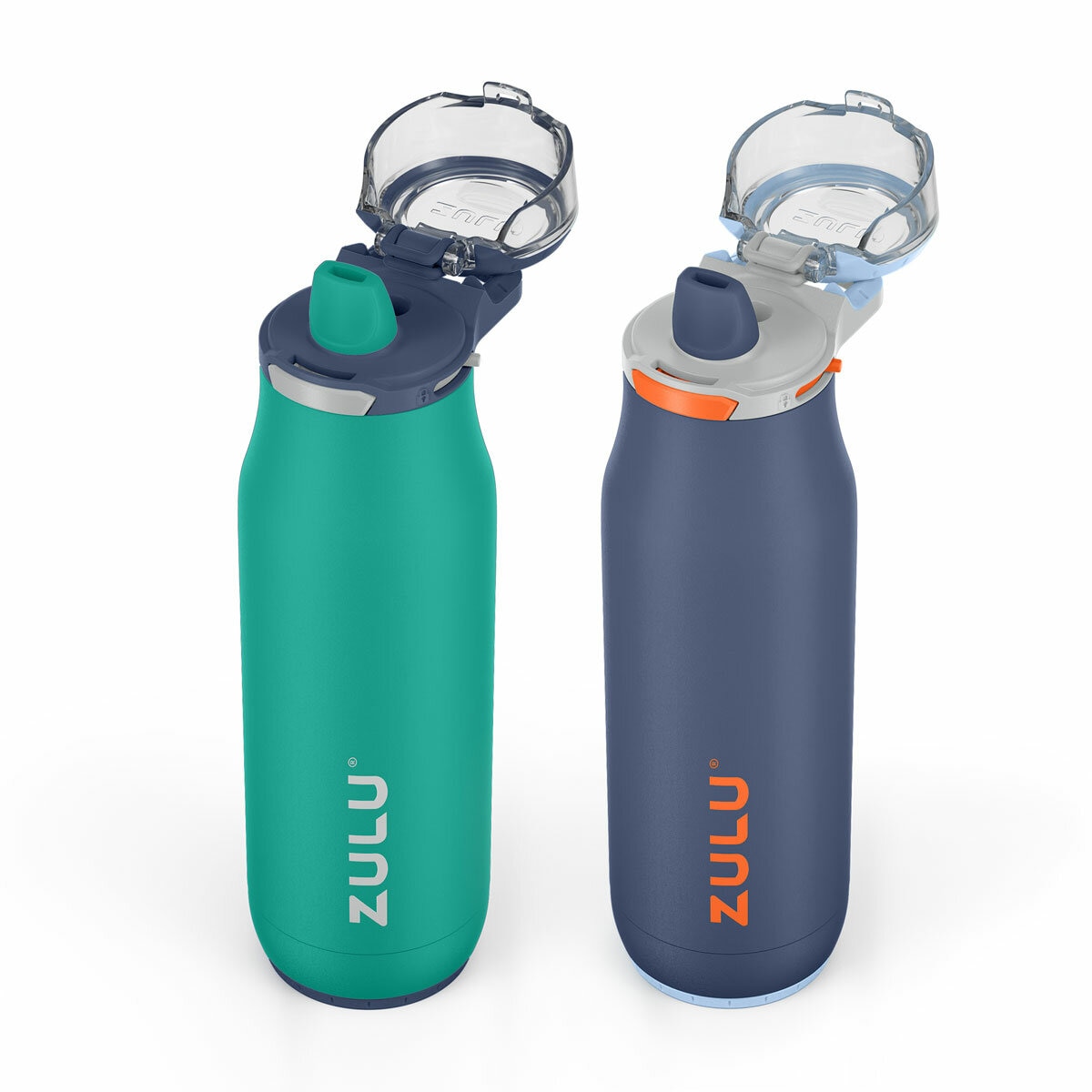 Zulu Stainless Steel Water Bottle 511ml, 2 Pack in Green & Blue