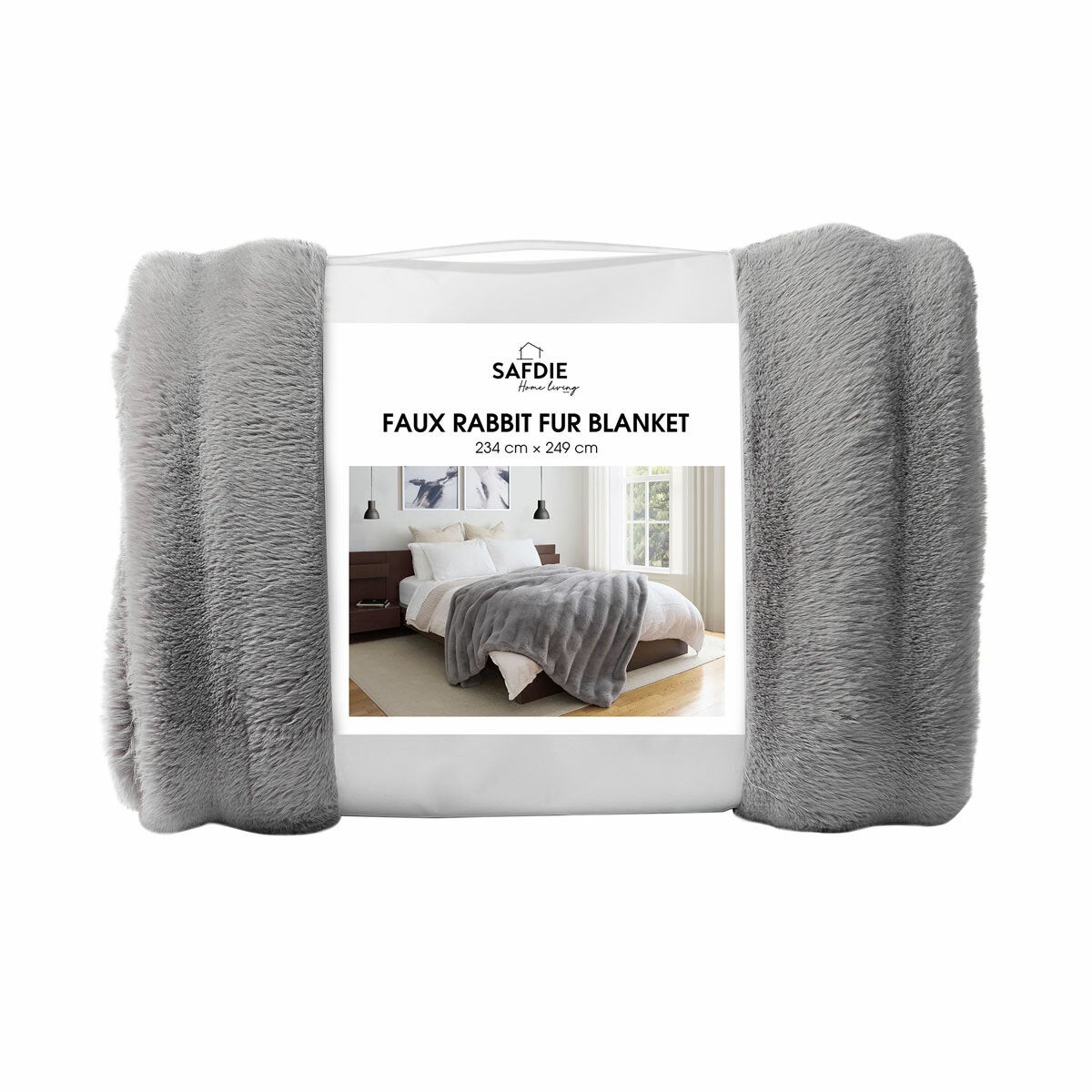 Safdie Faux Rabbit Fur Grey Blanket, 234 x 249 cm Safdie Faux Rabbit Fur Grey Blanket, 234 x 249 cm