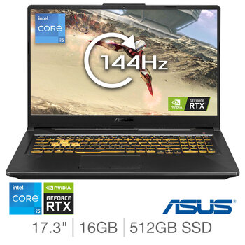 ASUS TUF, Intel Core i5, 16GB RAM, 512GB SSD, NVIDIA GeForce RTX 3050 Ti, 17.3 Inch Gaming Laptop, FX706HEB-HX089W