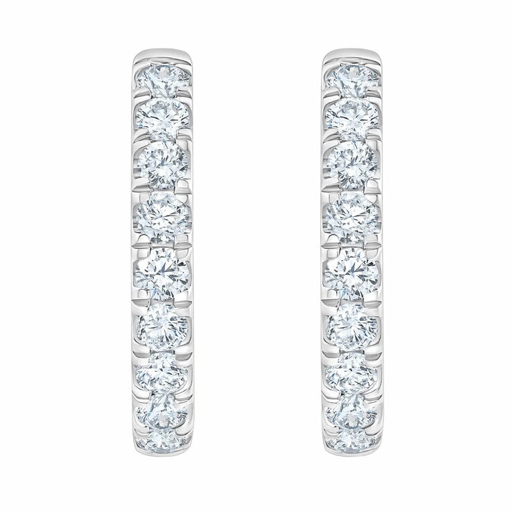 0.50ctw Round Brilliant Cut Diamond Hoop Earrings, 14ct White Gold