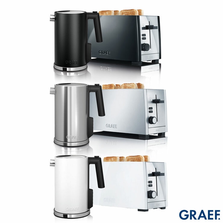 Graef 1.2L Kettle & 4 Slice Toaster Bundle in 3 Colours Graef 1.2L Kettle & 4 Slice Toaster Bundle in 3 Colours