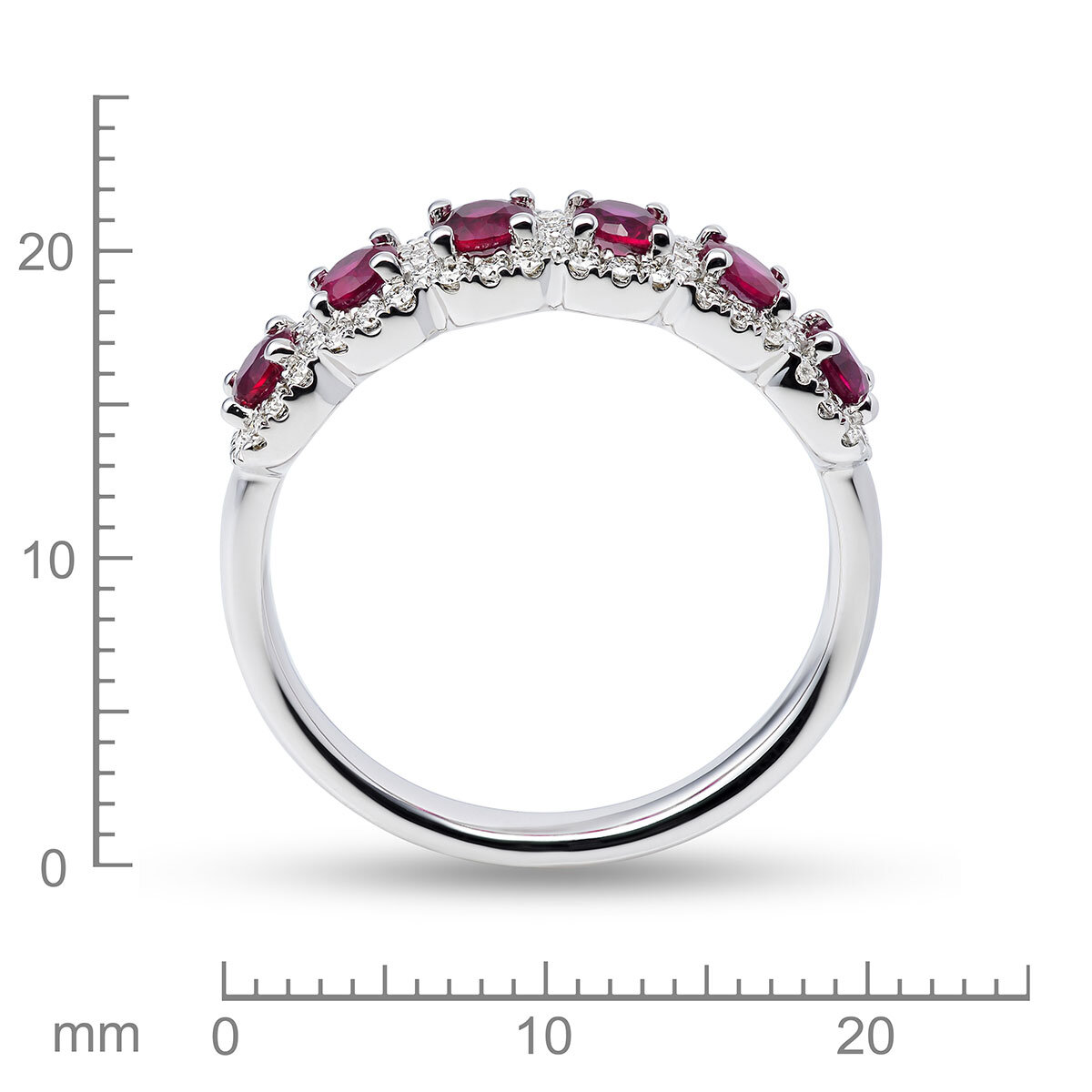 Round Cut Ruby & 0.30ctw Diamond Ring, 14ct White Gold
