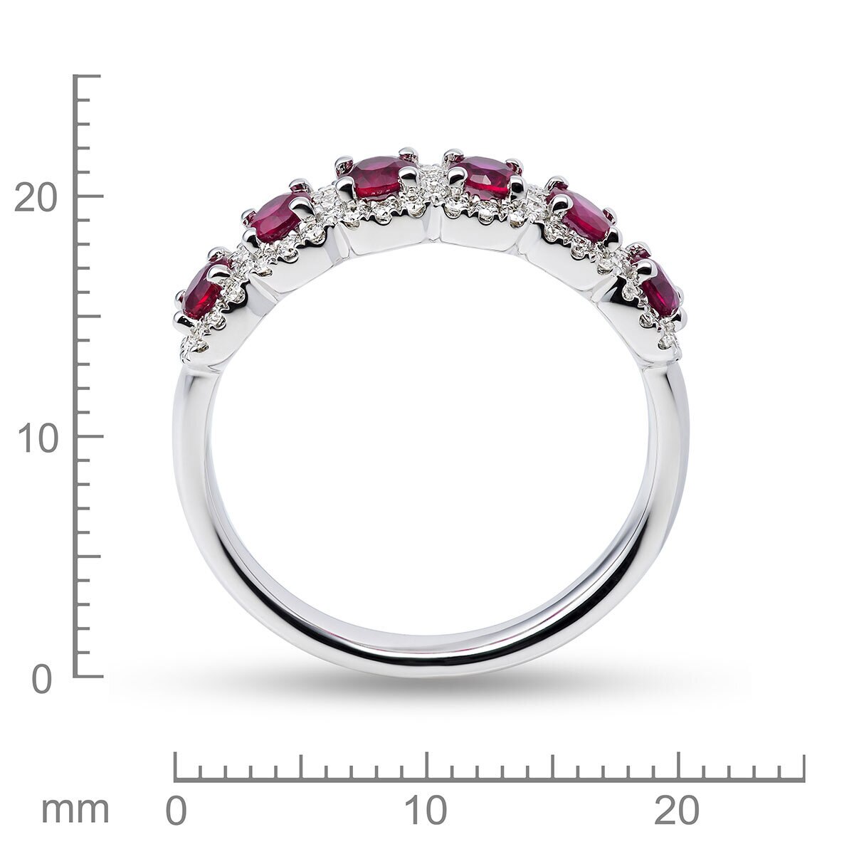 Round Cut Ruby & 0.30ctw Diamond Ring, 14ct White Gold