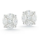 0.50ctw Marquise and Princess Cut Diamond Multi Stone Earrings, 14ct White Gold