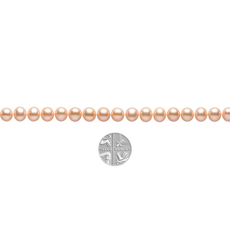 6-6.5mm Cultured Freshwater Peach Pearl Bracelet, 18ct White Gold