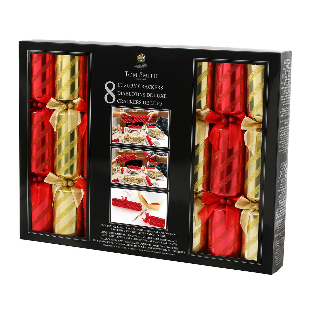 Tom Smith 14" (36cm) Luxury Christmas Cracker 8 Pack in Red and Gold