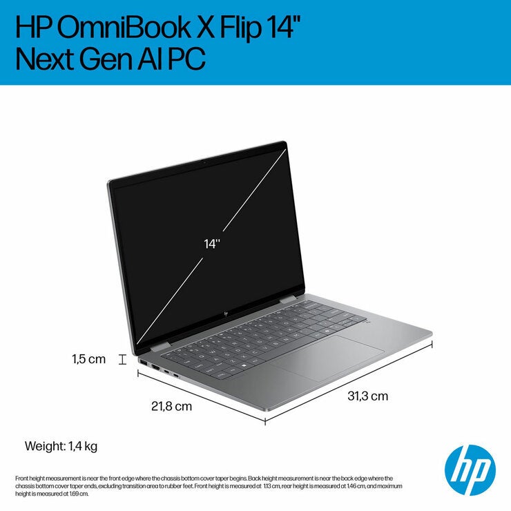 HP Omnibook X Flip, Intel Core Ultra 5, 16GB RAM, 512GB SSD, 14 Inch Convertible 2 in 1 Laptop, 14-FM0005NA