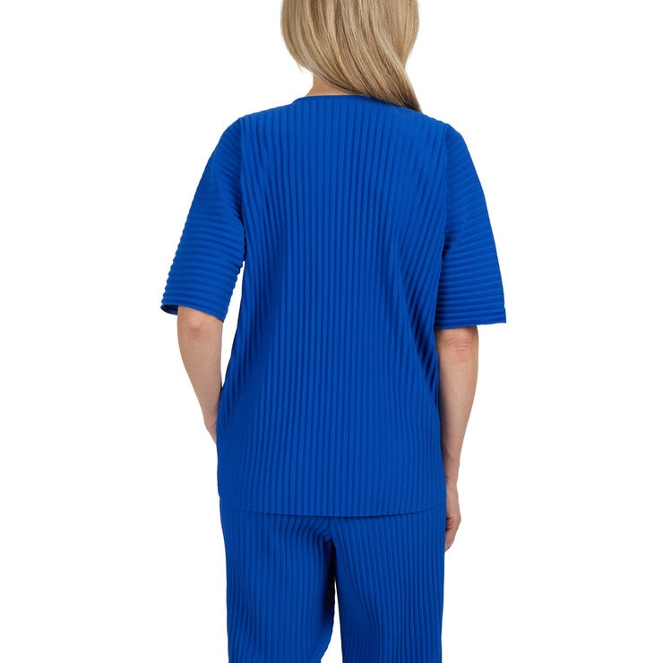 Teddi Rose Ladies Plisse Top in Blue - Medium