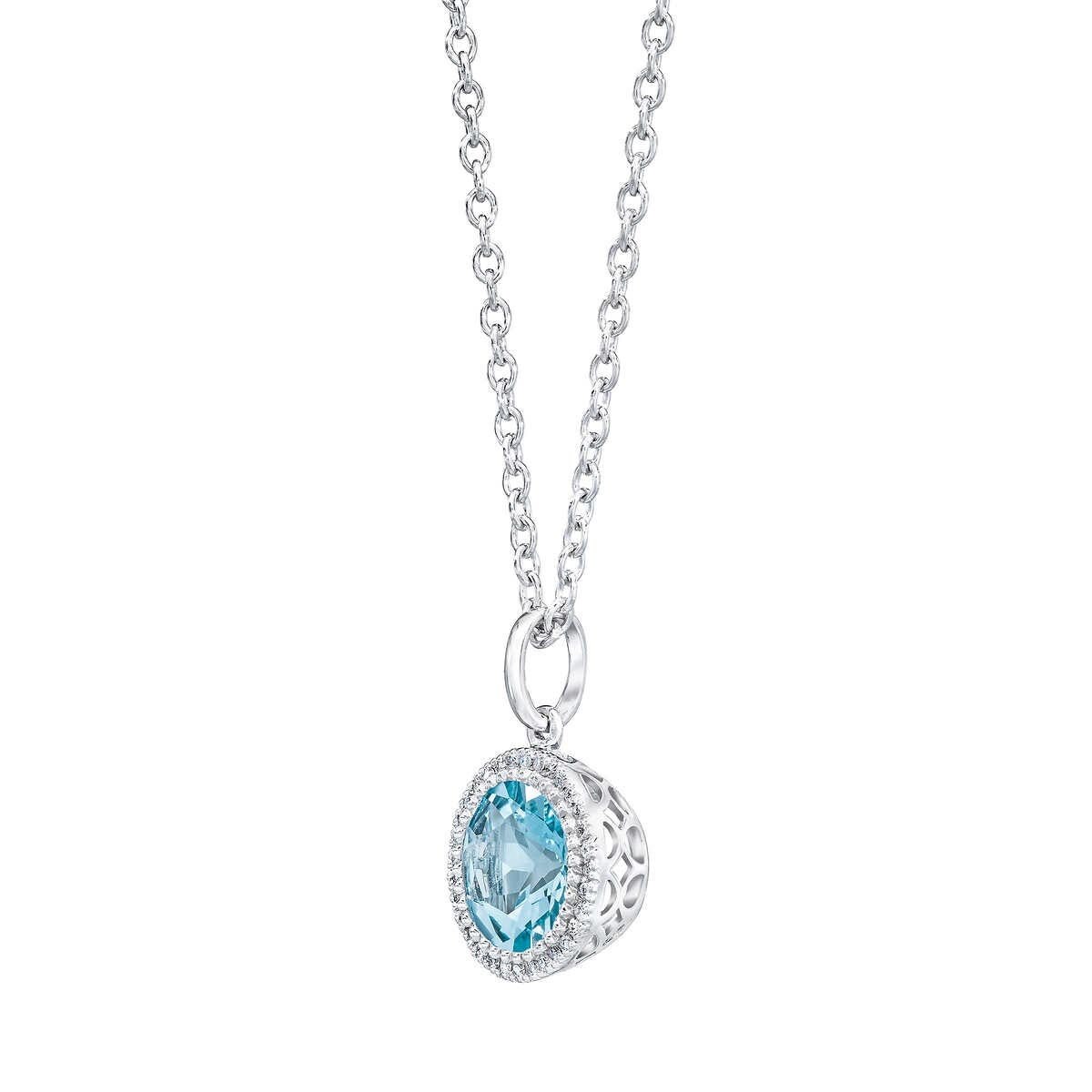 Round Cut Aquamarine \u0026 0.10ctw Diamond 