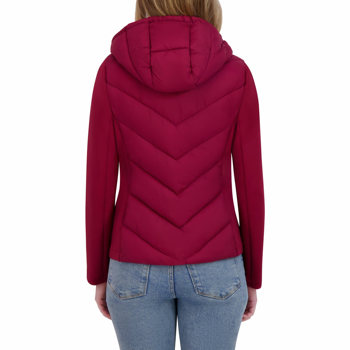 DKNY Women's Mixed Media Jacket in Red