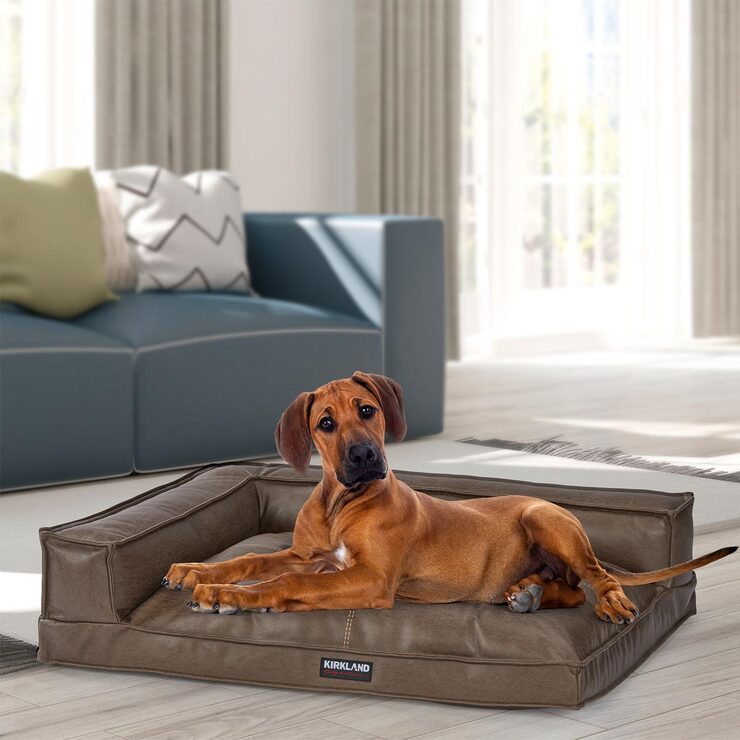 Kirkland Signature Medium Bolster Bed, Faux Leather Dog Bed