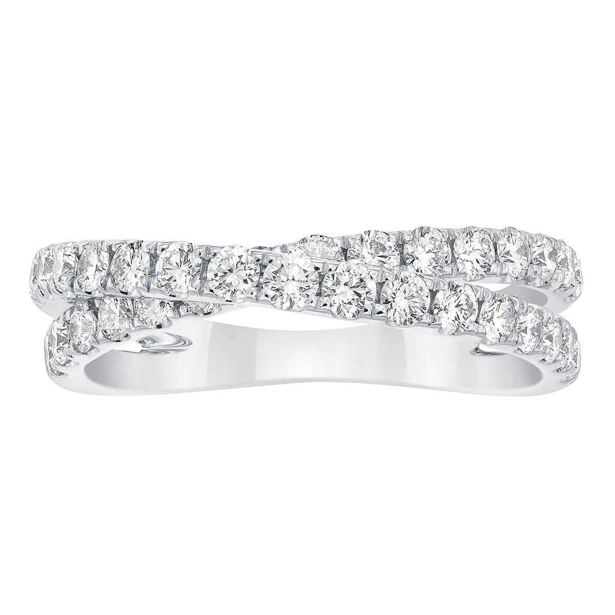 0.90ctw Cross Diamond Ring, 14k White Gold