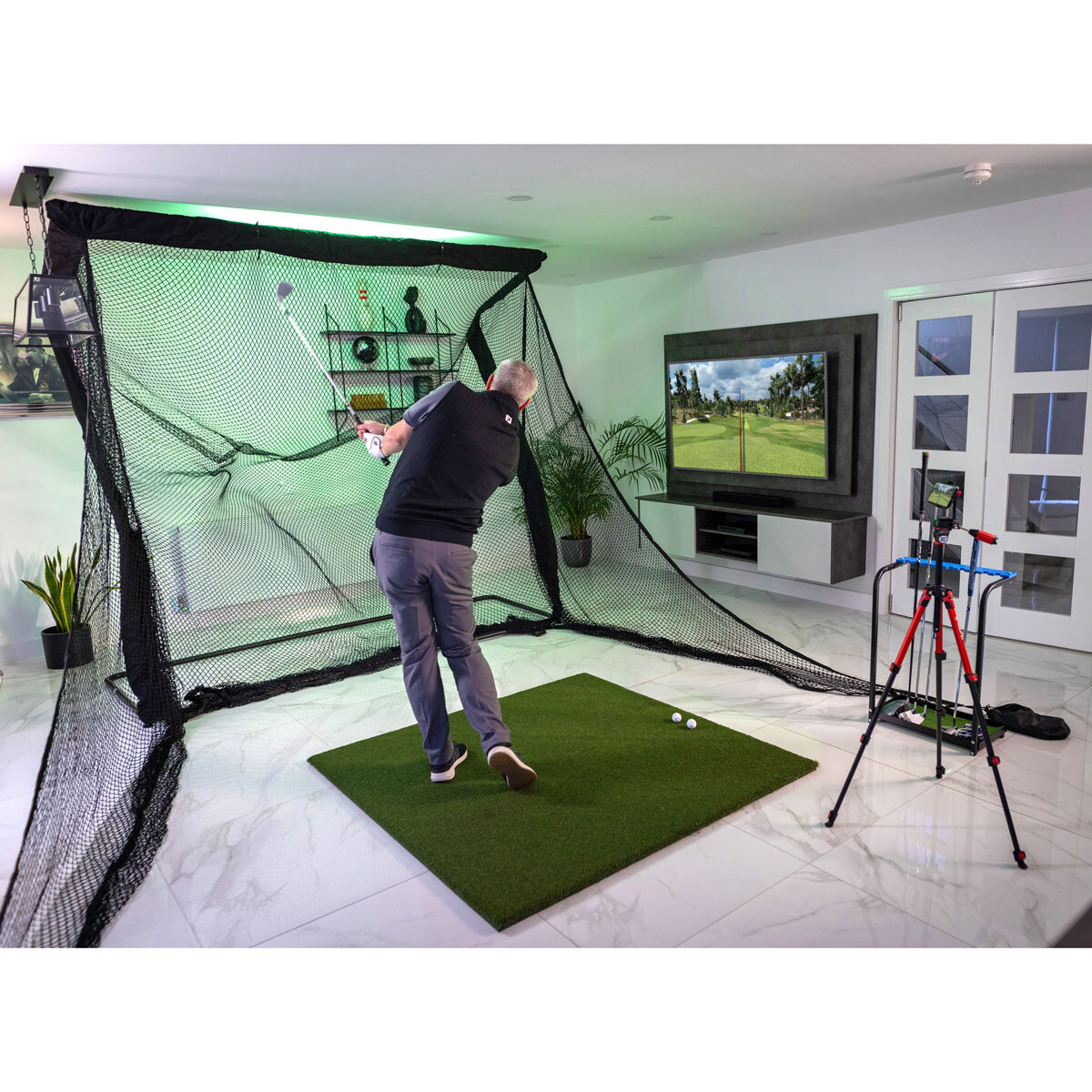 Full Swing Kit Launch Monitor with Deluxe Large Home Net and Tee Turf