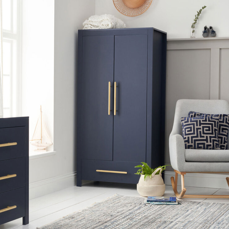 Tutti Bambini Tivoli 4 Piece Nursery Set with Sprung Mattress, Navy Tutti Bambini Tivoli 4 Piece Nursery Set with Sprung Mattress, Navy