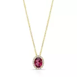 Rhodolite Garnet and Diamond Pendant, 14k Yellow Gold