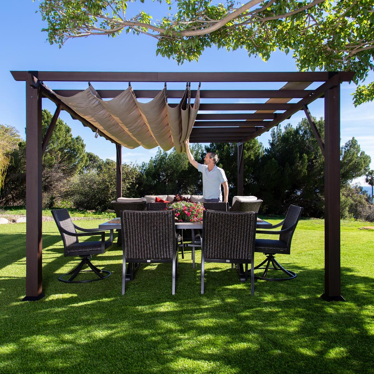 Paragon Modena 12ft x 12ft (3.6 x 3.6m) Aluminium Pergola with Canopy