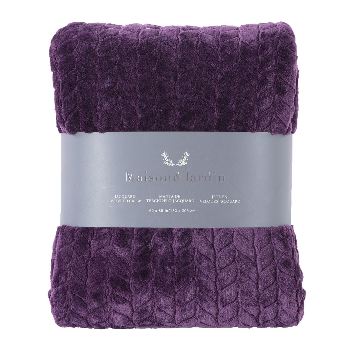 Maison & Jardin Jacquard Velvet Throw in 4 Colours, 152 x 203 cm