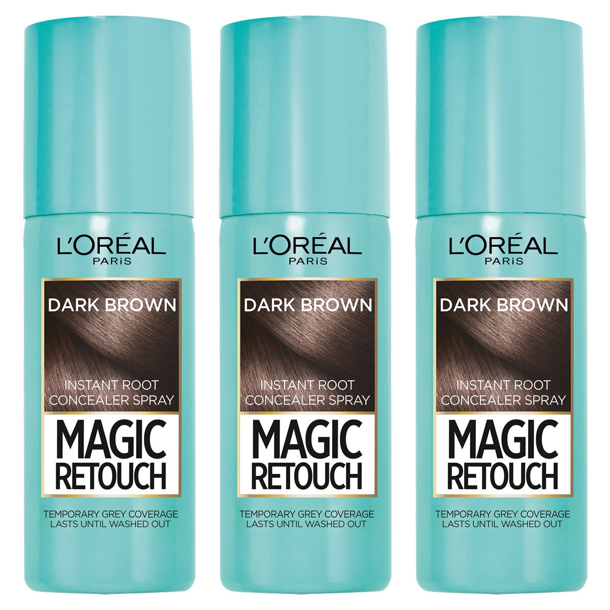 L'Oreal Magic Retouch Instant Root Concealer Spray, 3 x 75ml in Dark Brown