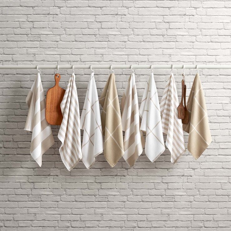 Caro Home Kitchen Towels 8 Pack, in 3 Colours