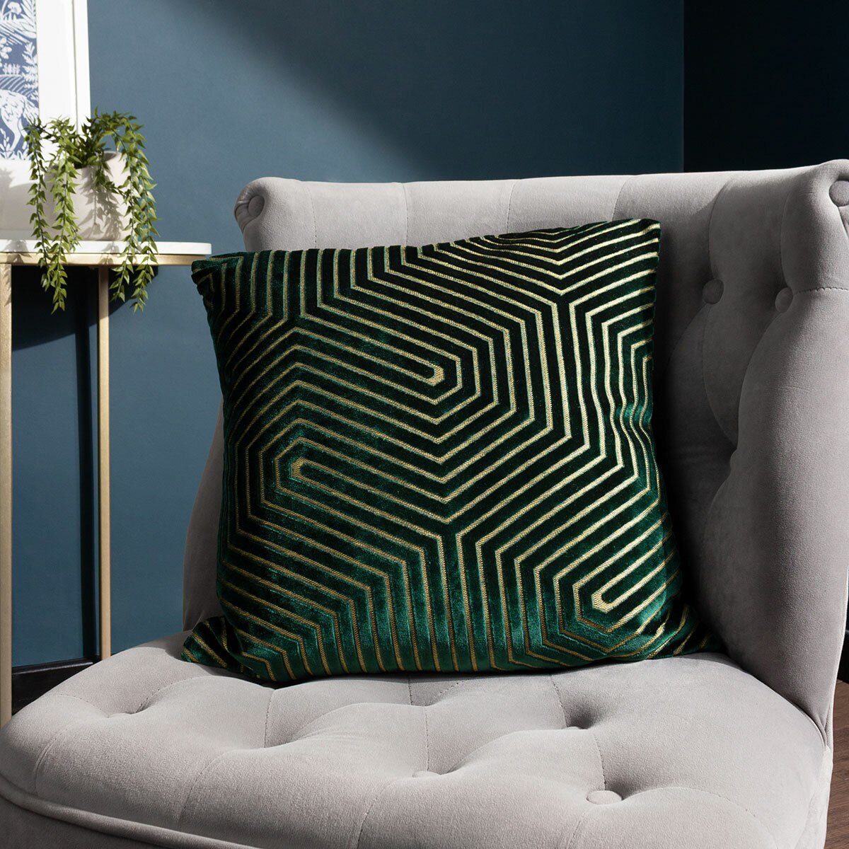 Paoletti Evoke Green Velvet Feather Fill Cushion 2 Pack, 45 x 45 cm