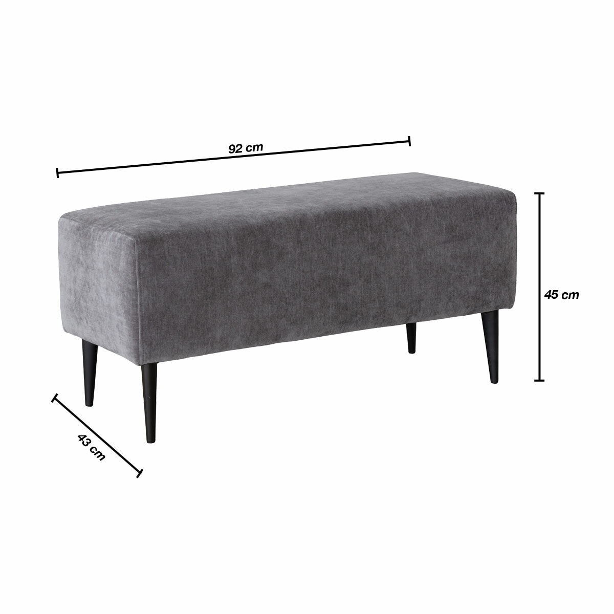 MOONAP Monroe Dark Grey Fabric Footstool