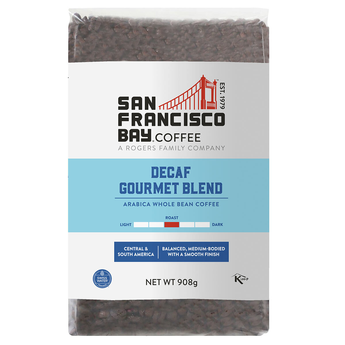 San Francisco Bay Decaf Gourmet Blend Whole Bean Coffee, 908g